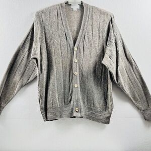 Tricots St Raphael Men's Button Up Linen Cotton Blend Cardigan Sweater XL Brown